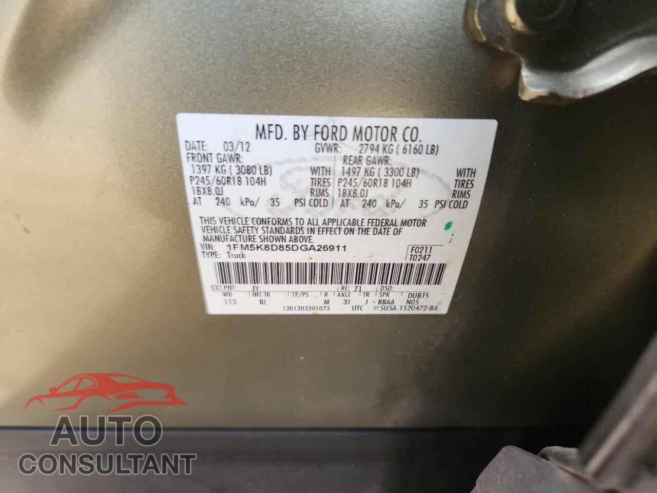 FORD EXPLORER 2013 - 1FM5K8D85DGA26911
