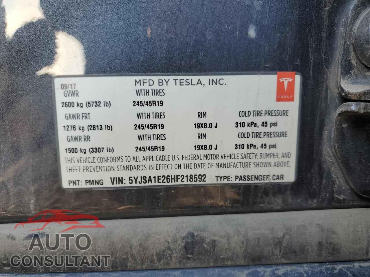 TESLA MODEL S 2017 - 5YJSA1E26HF218592