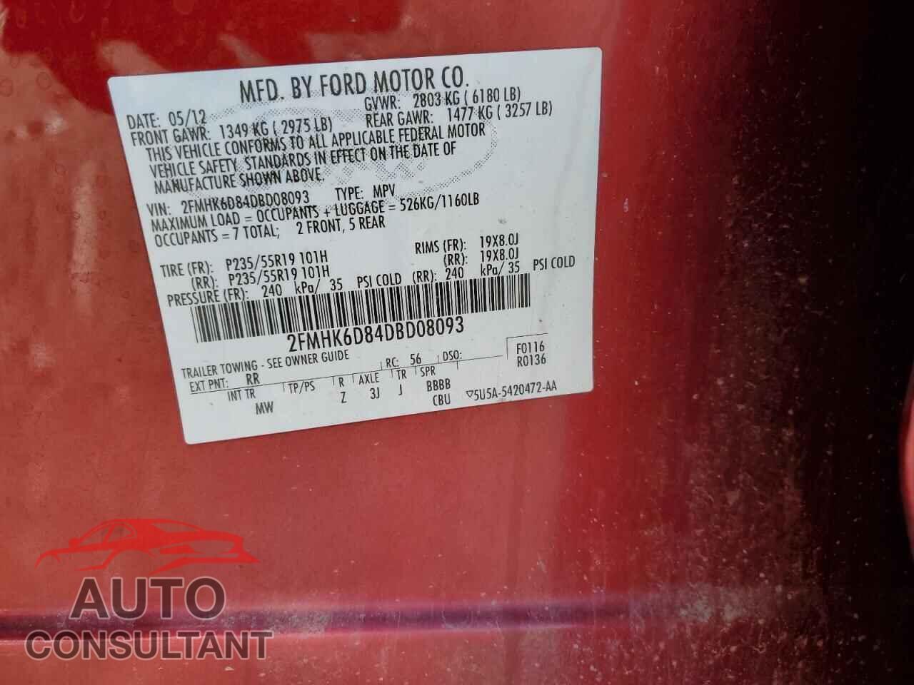 FORD FLEX 2013 - 2FMHK6D84DBD08093