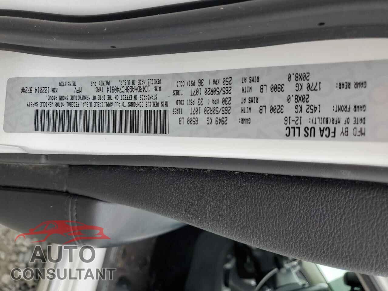 DODGE DURANGO 2017 - 1C4RDHAG8HC740914
