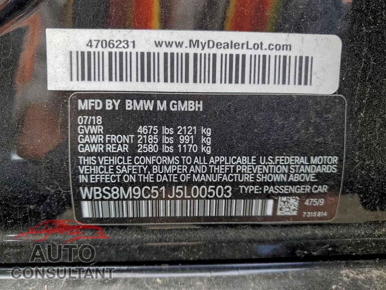 BMW M3 2018 - WBS8M9C51J5L00503