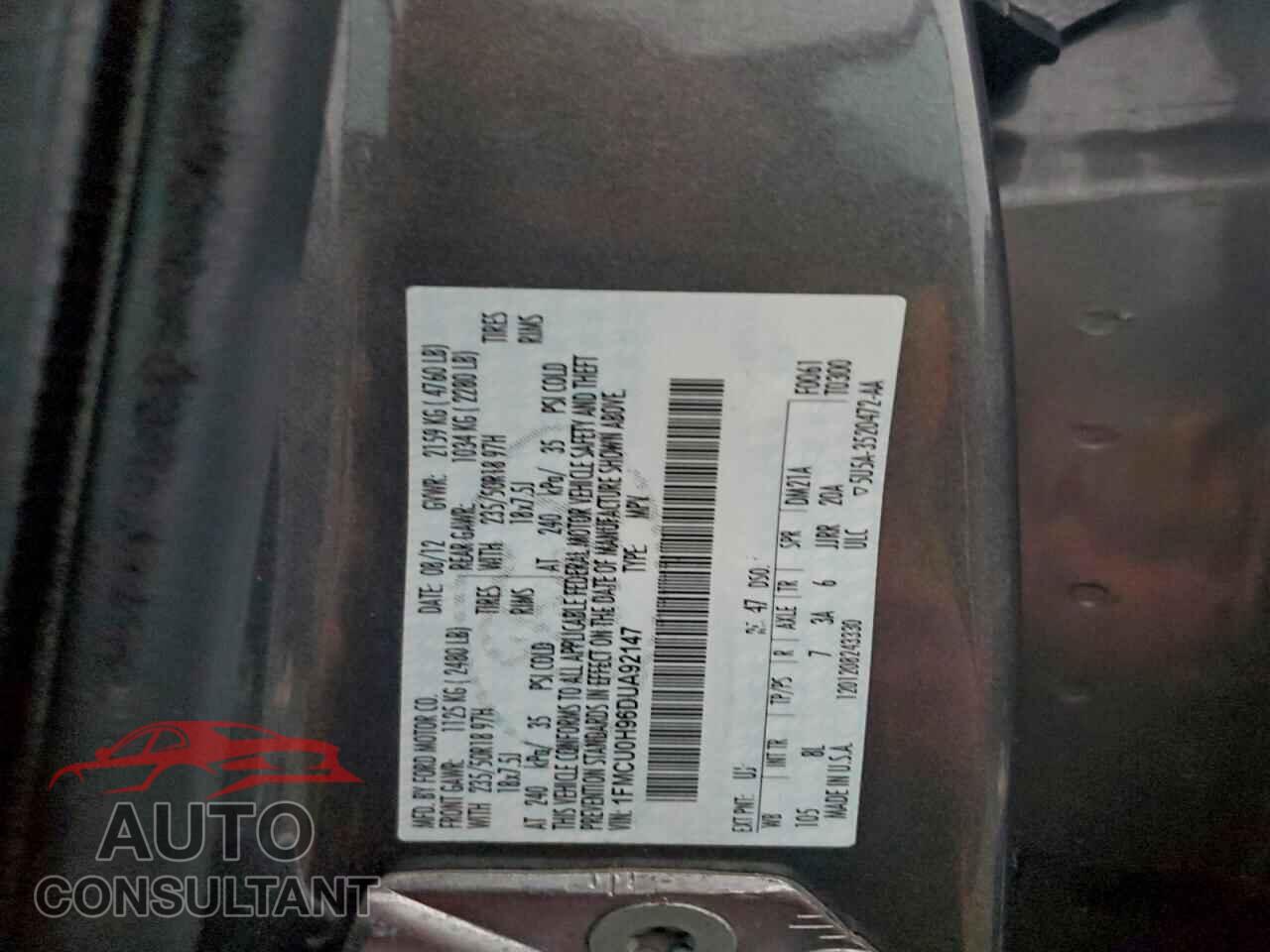 FORD ESCAPE 2013 - 1FMCU0H96DUA92147