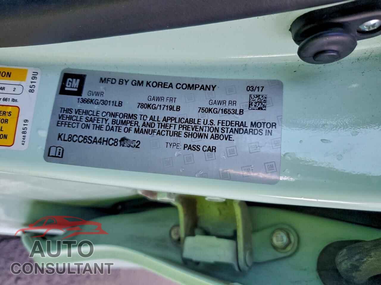 CHEVROLET SPARK 2017 - KL8CC6SA4HC812952