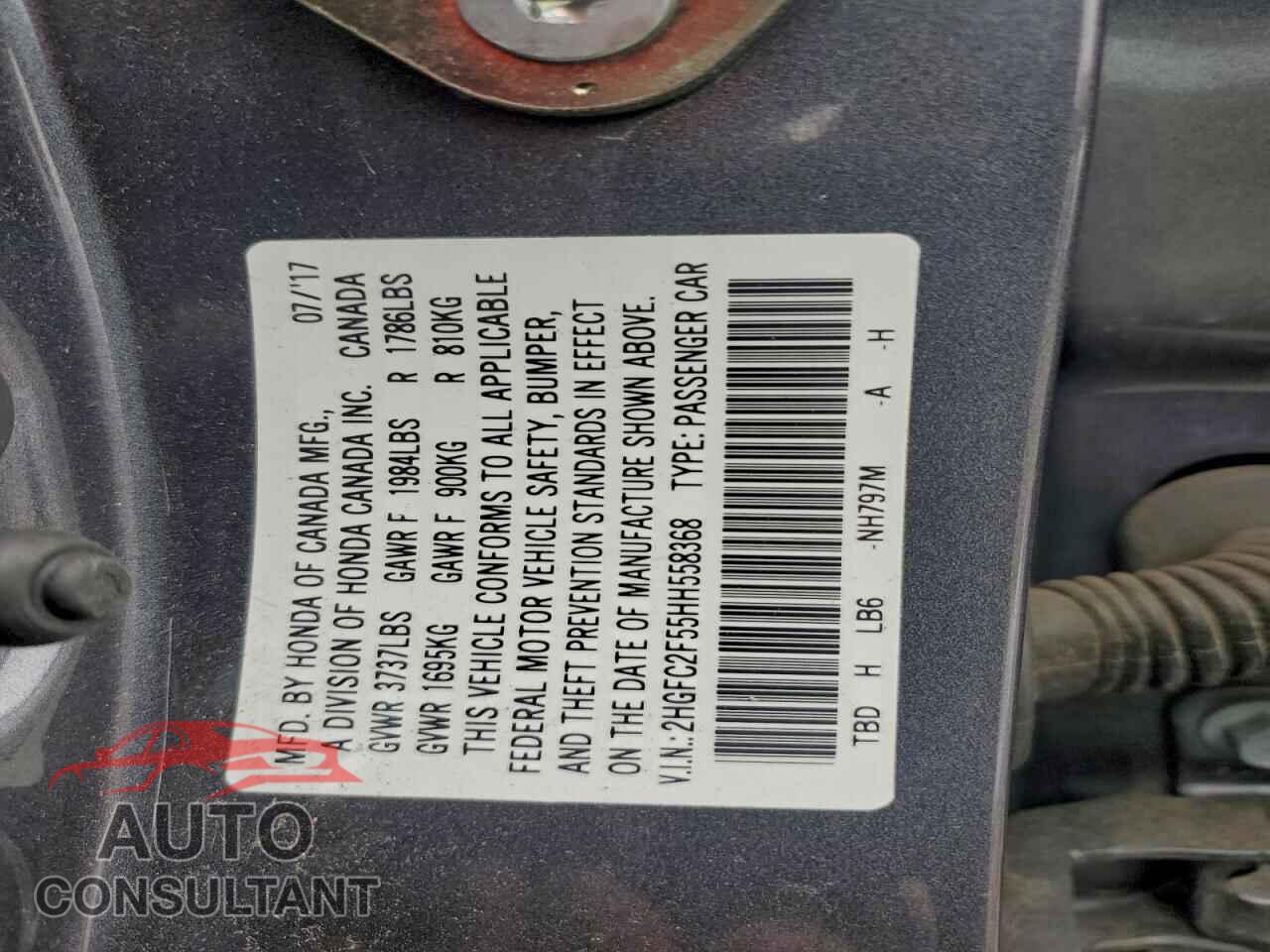 HONDA CIVIC 2017 - 2HGFC2F55HH558368