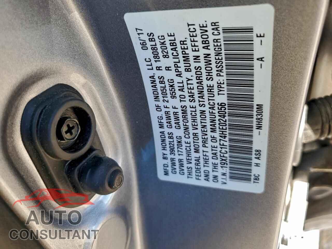 HONDA CIVIC 2017 - 19XFC1F74HE024056
