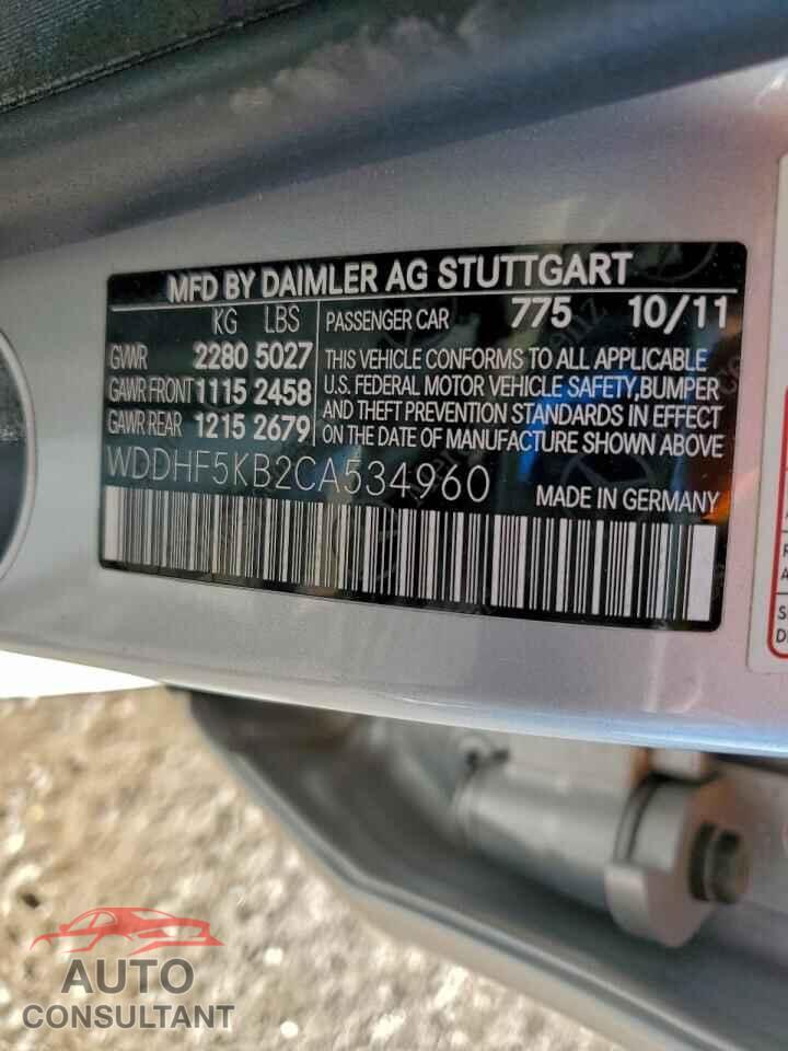 MERCEDES-BENZ E-CLASS 2012 - WDDHF5KB2CA534960