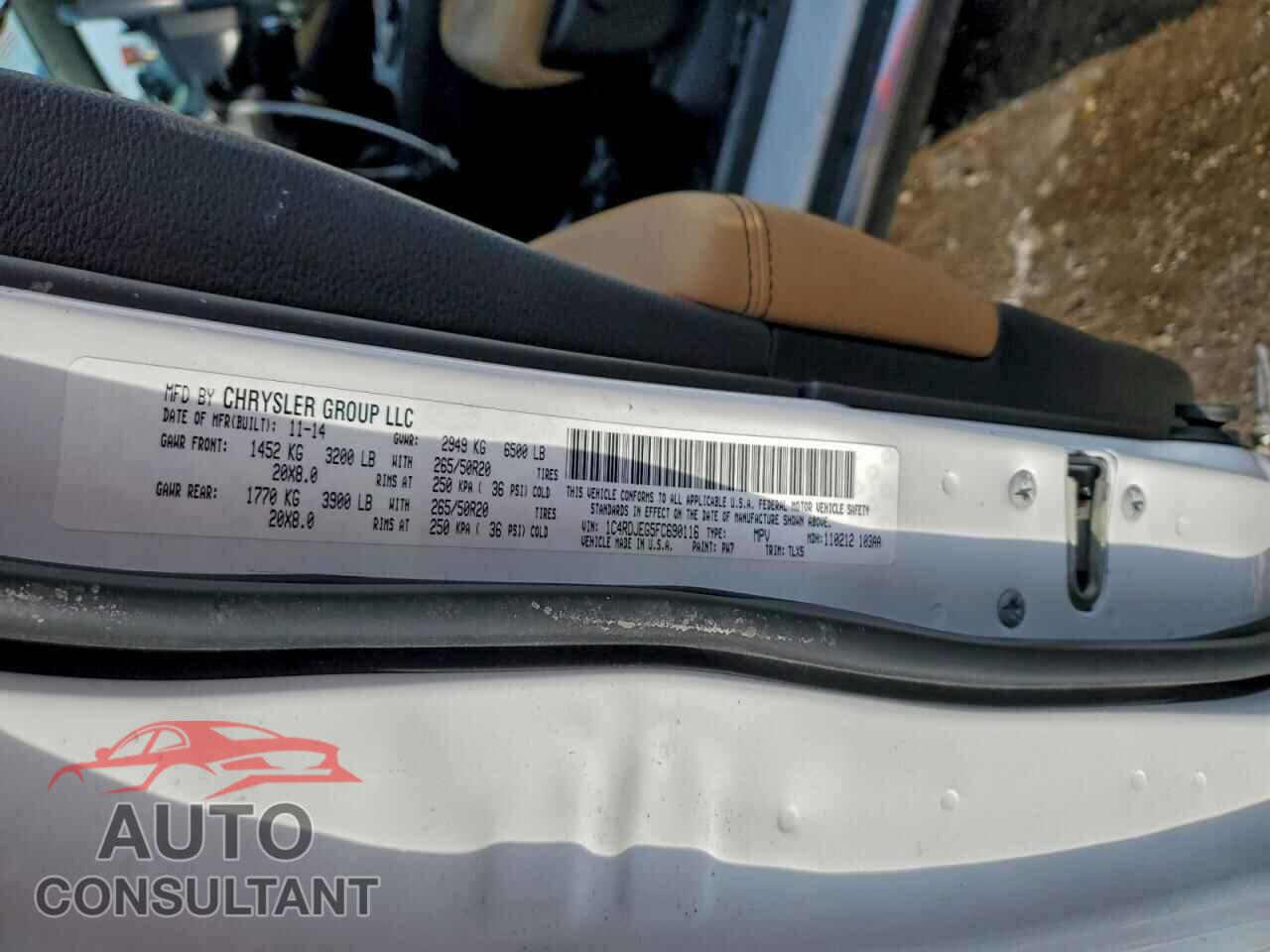 DODGE DURANGO 2015 - 1C4RDJEG5FC690116