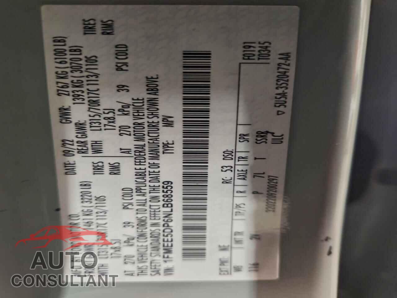 FORD BRONCO 2022 - 1FMEE5DP6NLB68559