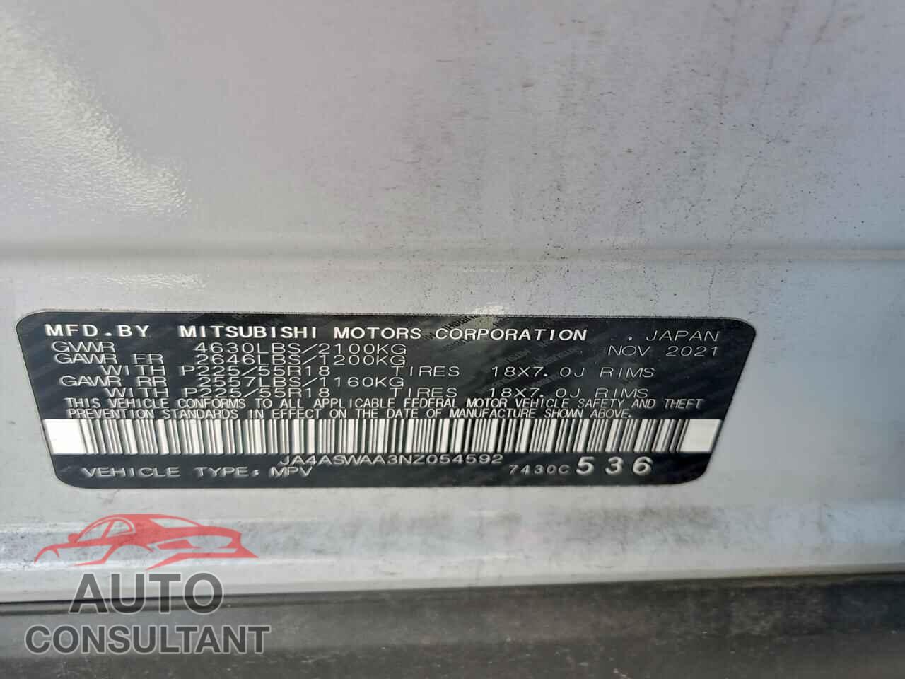 MITSUBISHI ECLIPSE 2022 - JA4ASWAA3NZ054592