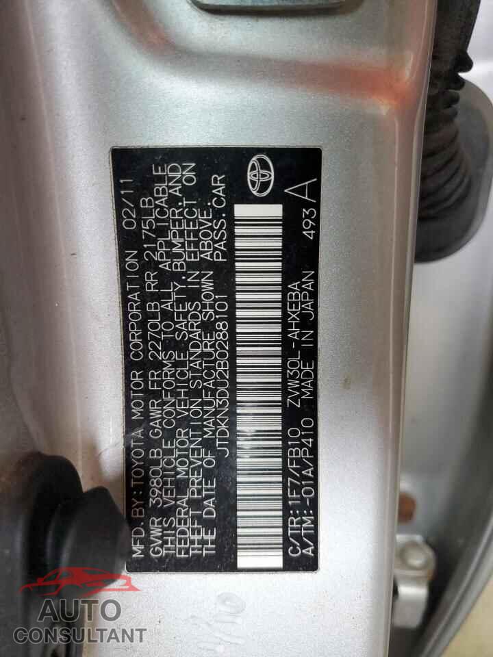 TOYOTA PRIUS 2011 - JTDKN3DU2B0288101