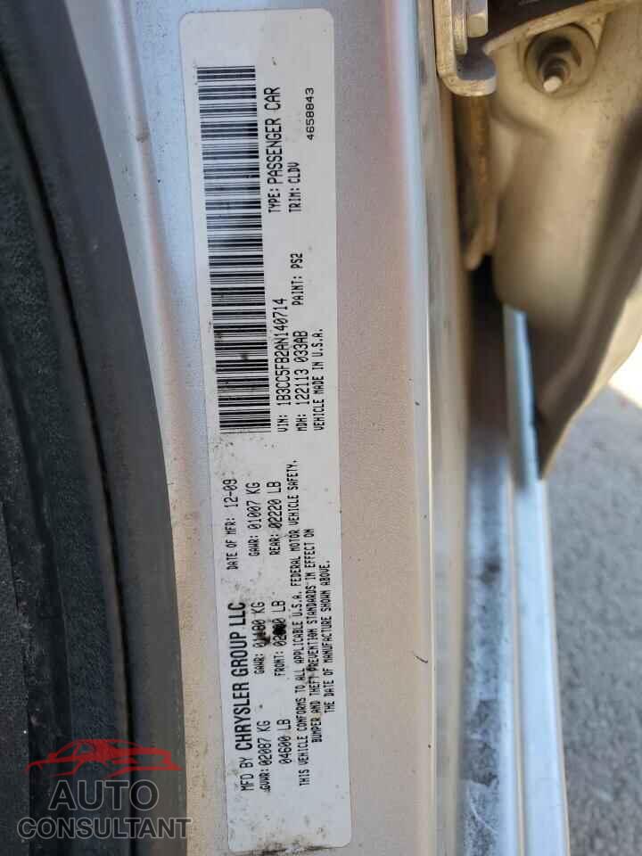 DODGE AVENGER 2010 - 1B3CC5FB2AN140714