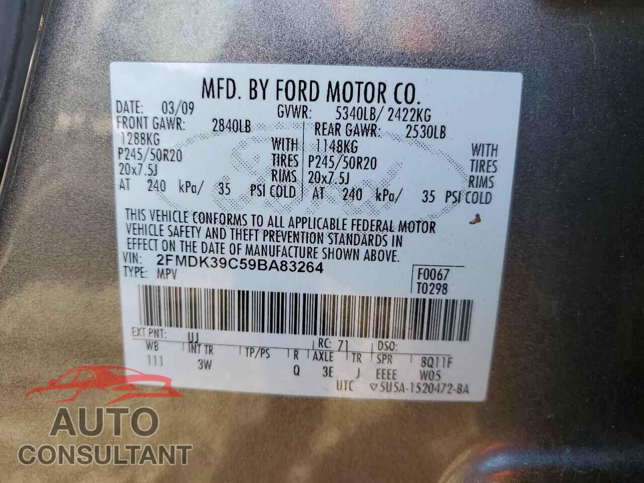 FORD EDGE 2009 - 2FMDK39C59BA83264