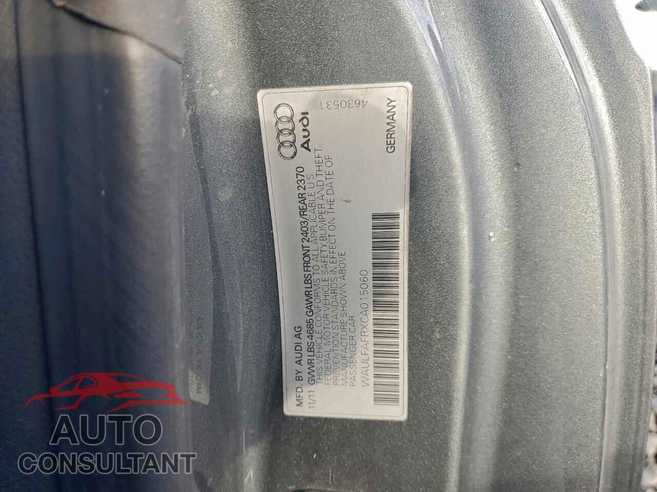 AUDI A5 2012 - WAULFAFRXCA015060