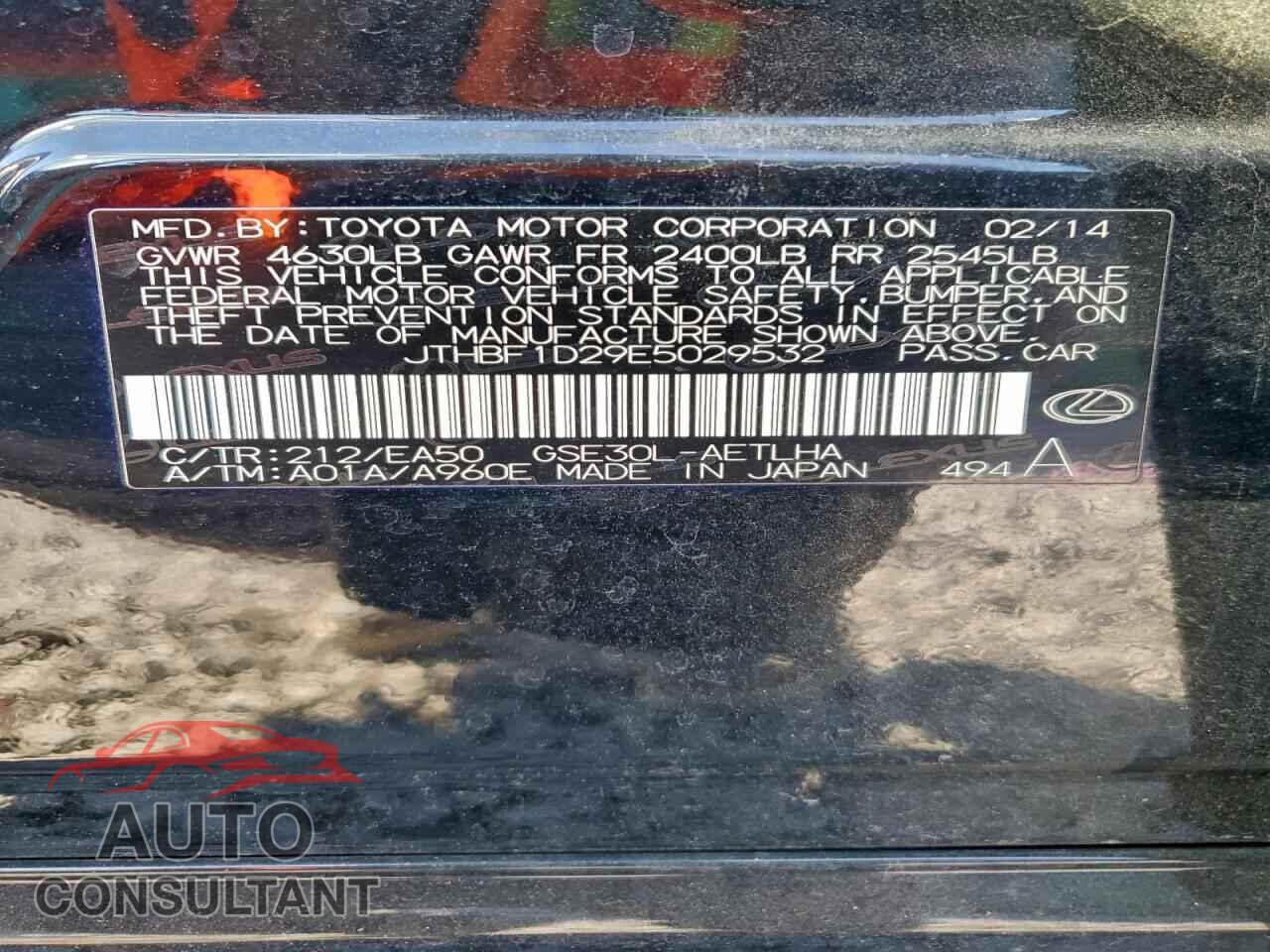 LEXUS IS 2014 - JTHBF1D29E5029532