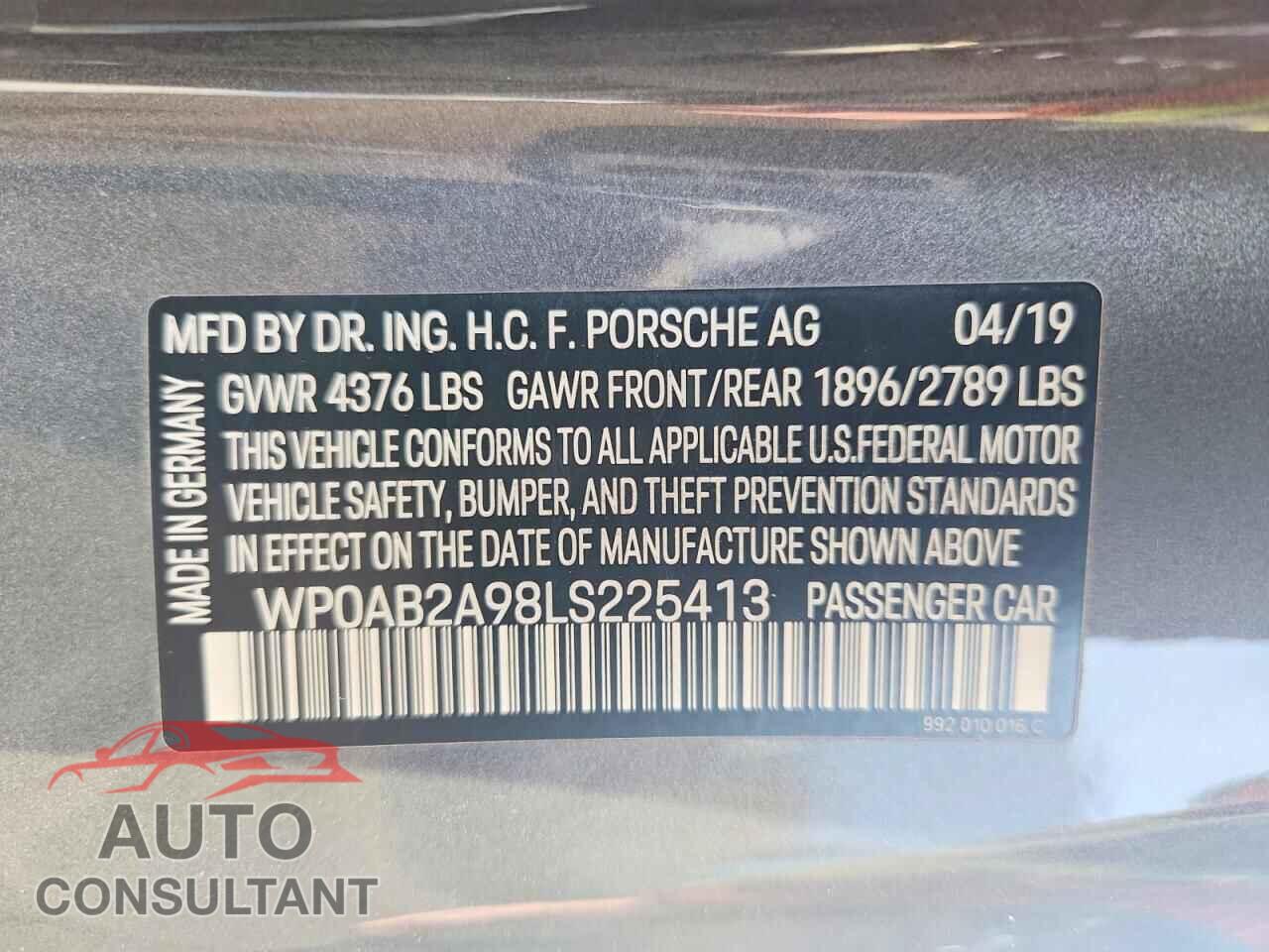 PORSCHE 911 2020 - WP0AB2A98LS225413