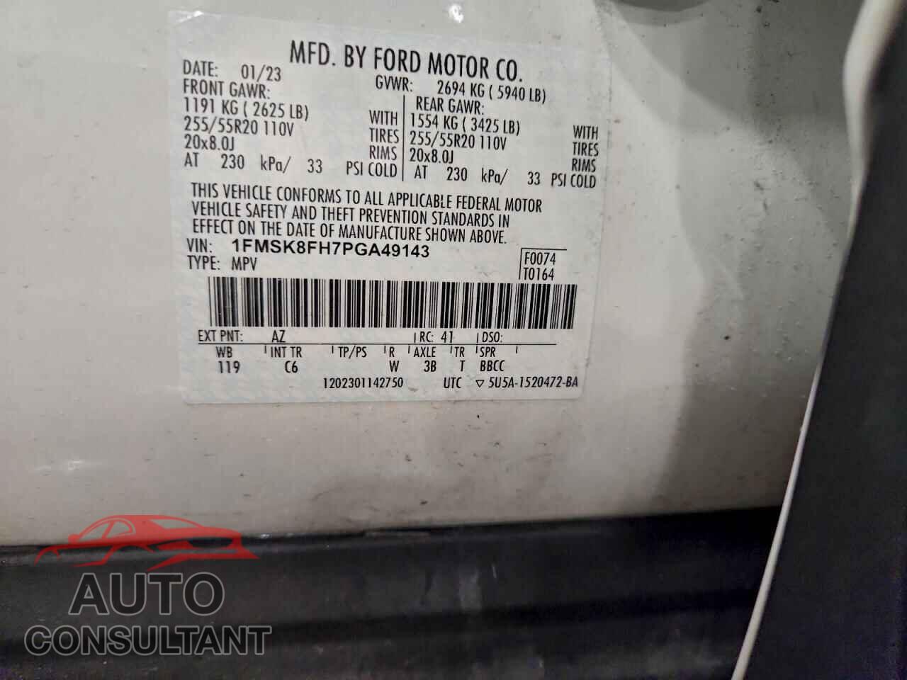 FORD EXPLORER 2023 - 1FMSK8FH7PGA49143