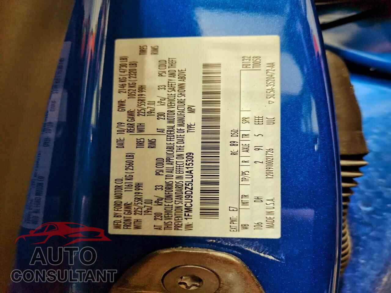 FORD ESCAPE 2020 - 1FMCU9DZ5LUA15309