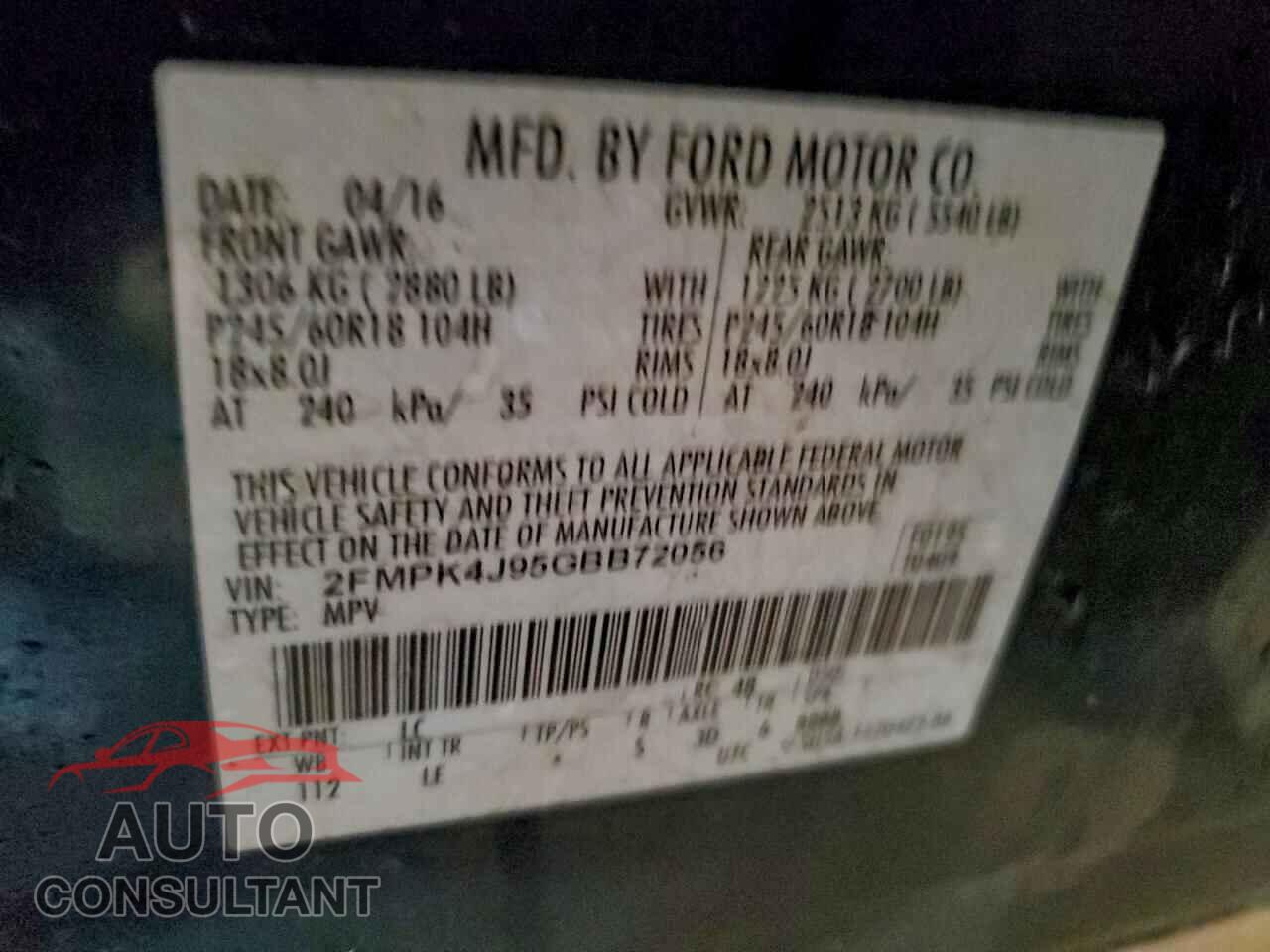 FORD EDGE 2016 - 2FMPK4J95GBB72056