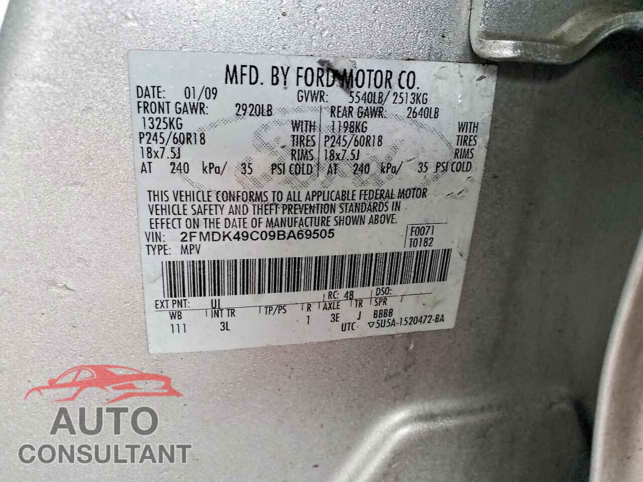 FORD EDGE 2009 - 2FMDK49C09BA69505