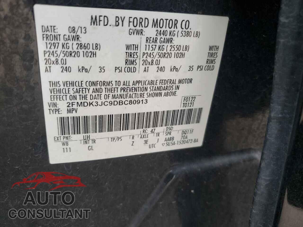 FORD EDGE 2013 - 2FMDK3JC9DBC80913