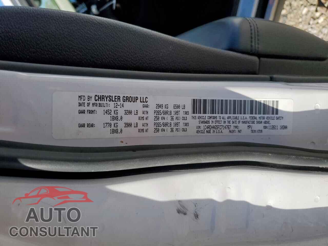 DODGE DURANGO 2015 - 1C4RDHAG5FC714767