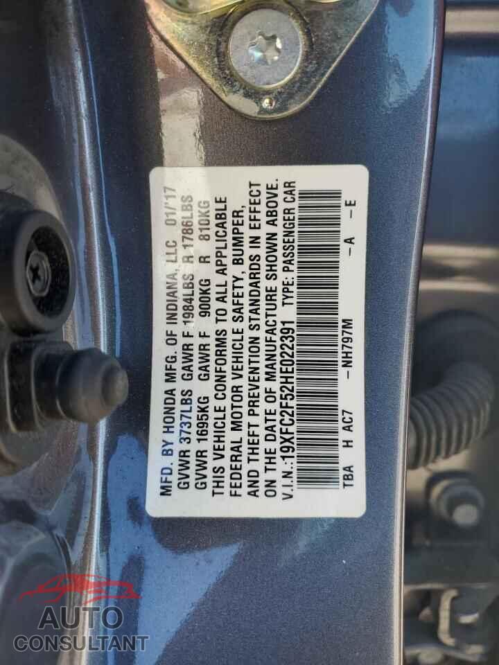 HONDA CIVIC 2017 - 19XFC2F52HE022391