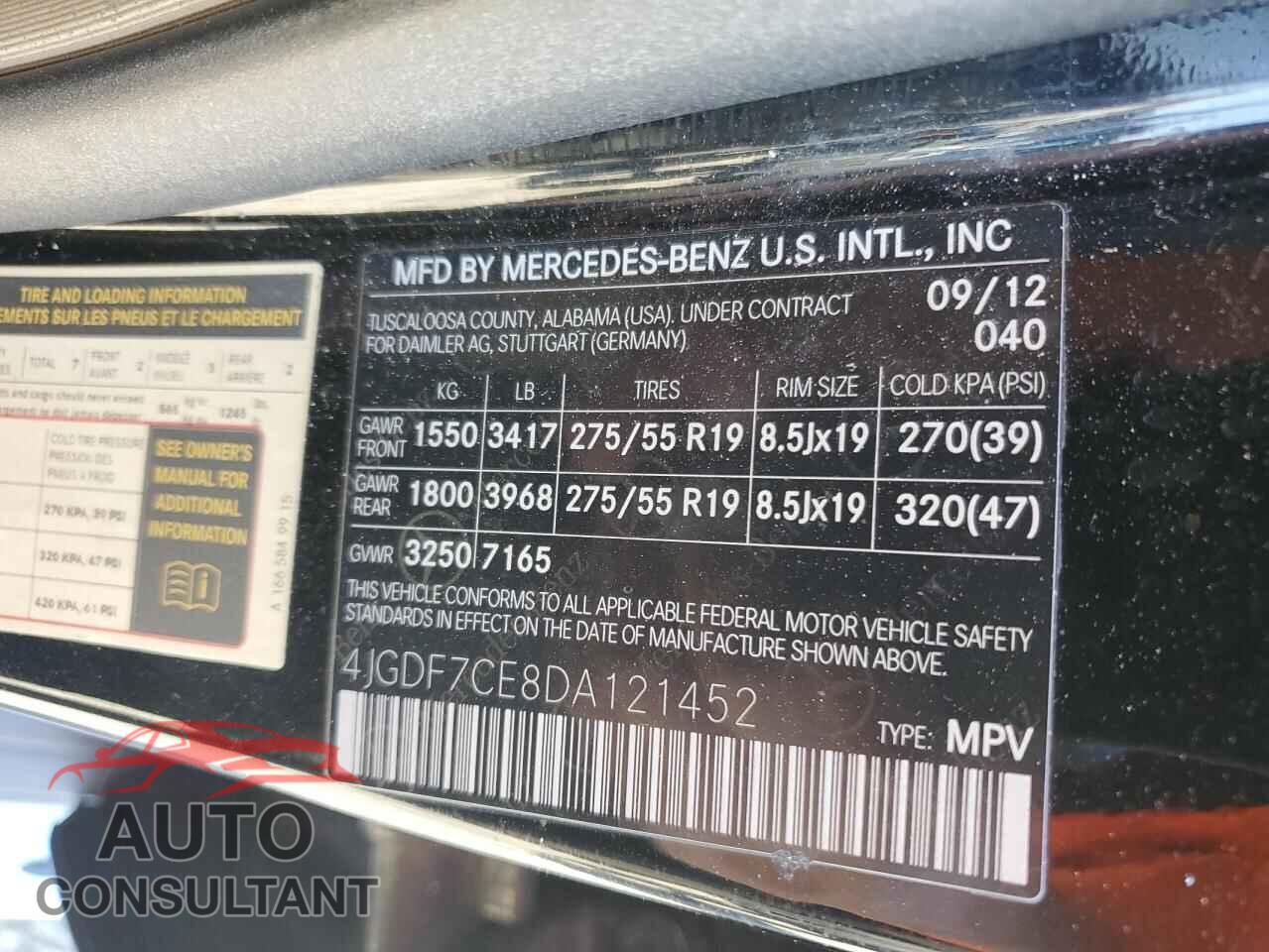MERCEDES-BENZ GL-CLASS 2013 - 4JGDF7CE8DA121452