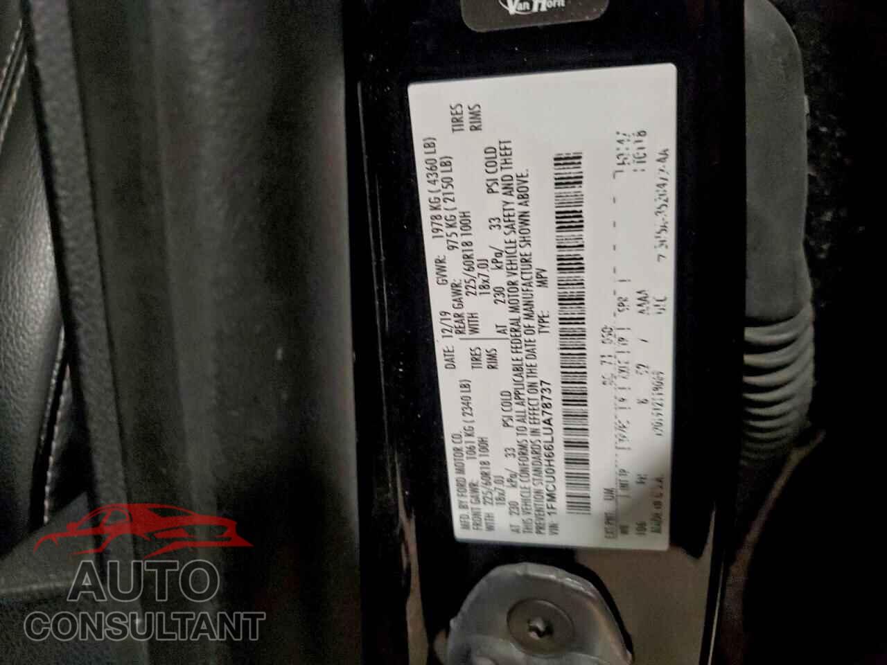 FORD ESCAPE 2020 - 1FMCU0H66LUA78737