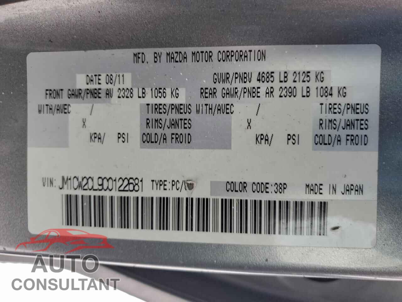MAZDA 5 2012 - JM1CW2CL9C0122681