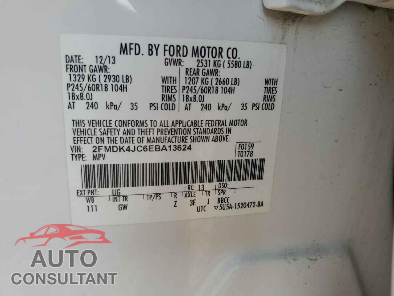 FORD EDGE 2014 - 2FMDK4JC6EBA13624