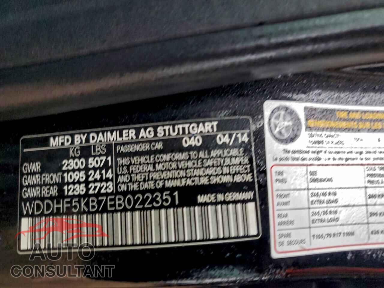 MERCEDES-BENZ E-CLASS 2014 - WDDHF5KB7EB022351
