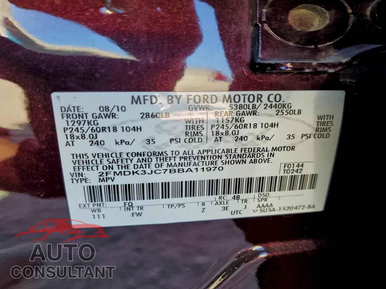 FORD EDGE 2011 - 2FMDK3JC7BBA11970