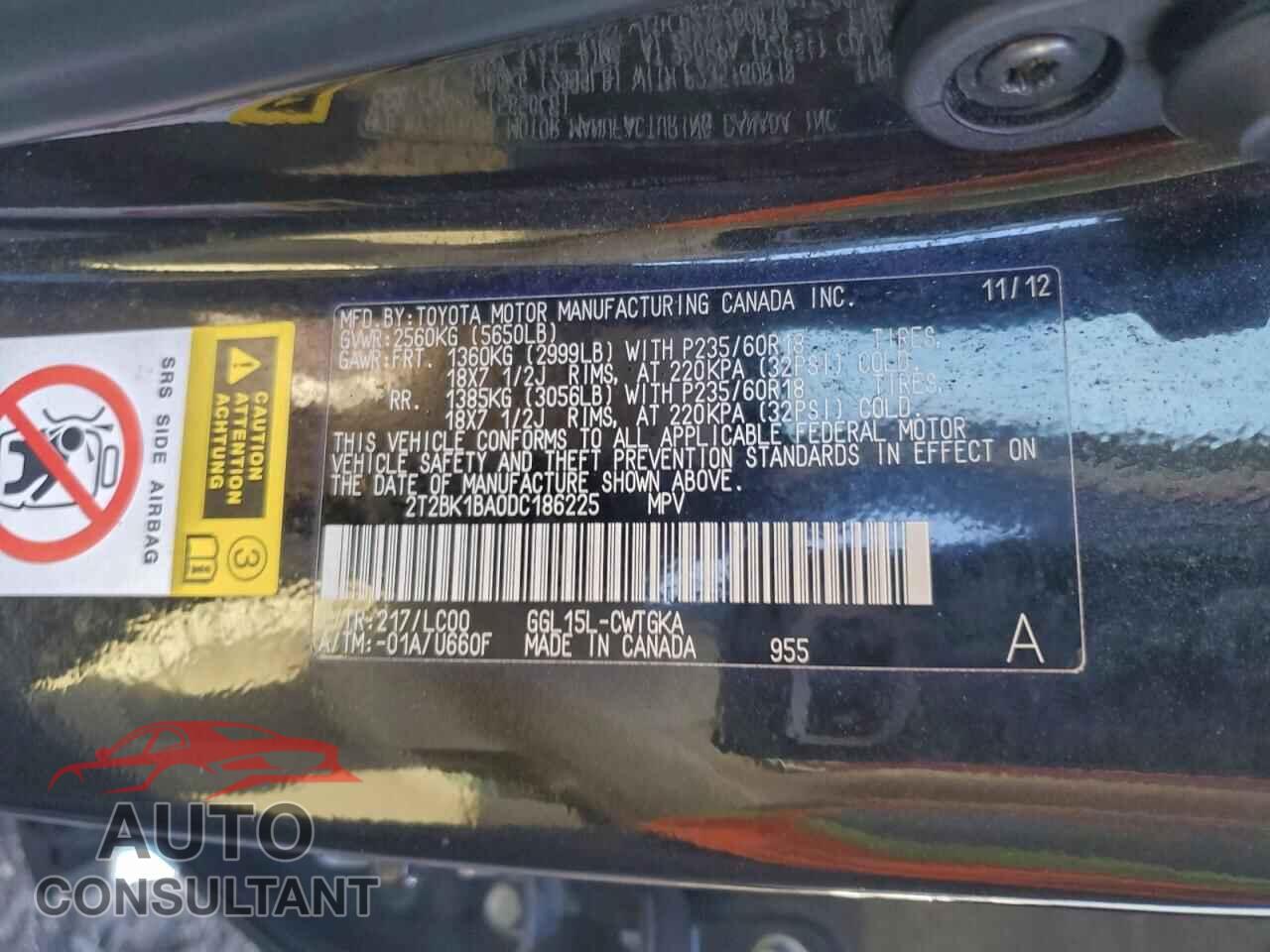 LEXUS RX350 2013 - 2T2BK1BA0DC186225