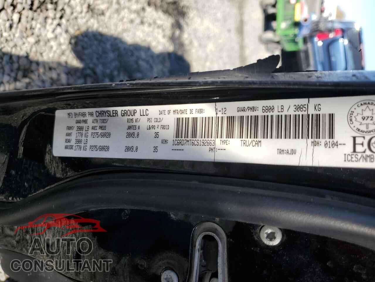 DODGE RAM 1500 2012 - 1C6RD7MT6CS192663