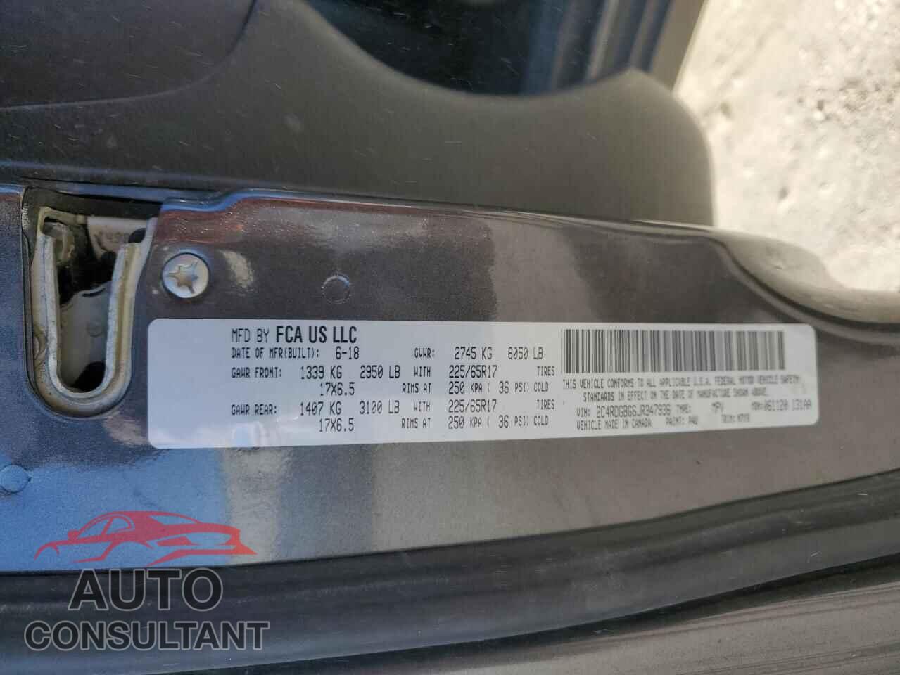 DODGE CARAVAN 2018 - 2C4RDGBG6JR347936