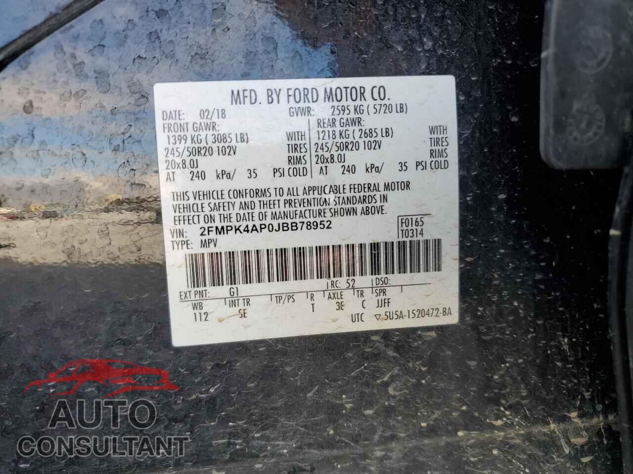 FORD EDGE 2018 - 2FMPK4AP0JBB78952
