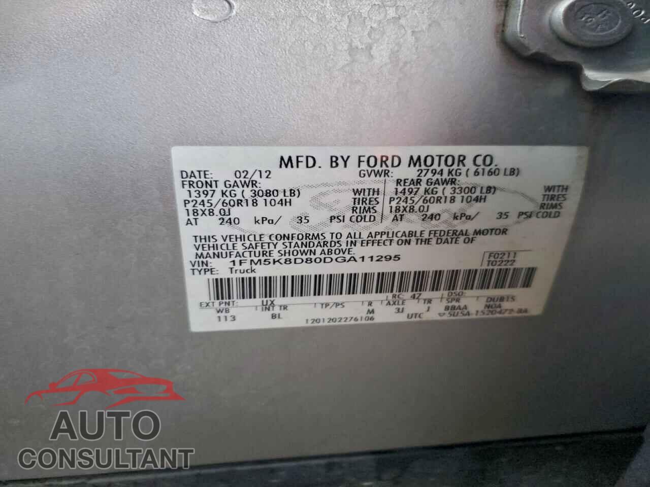 FORD EXPLORER 2013 - 1FM5K8D80DGA11295
