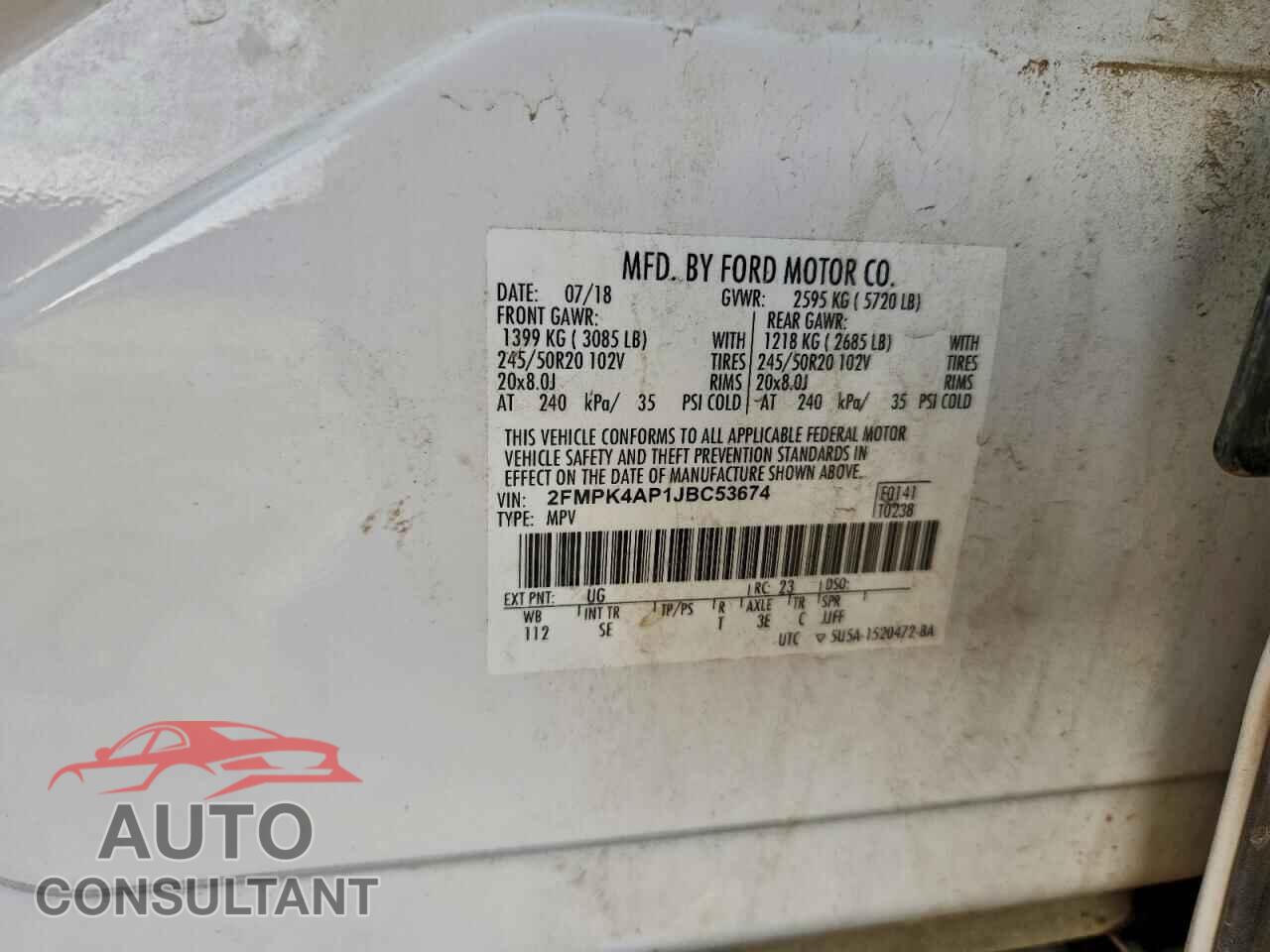 FORD EDGE 2018 - 2FMPK4AP1JBC53674