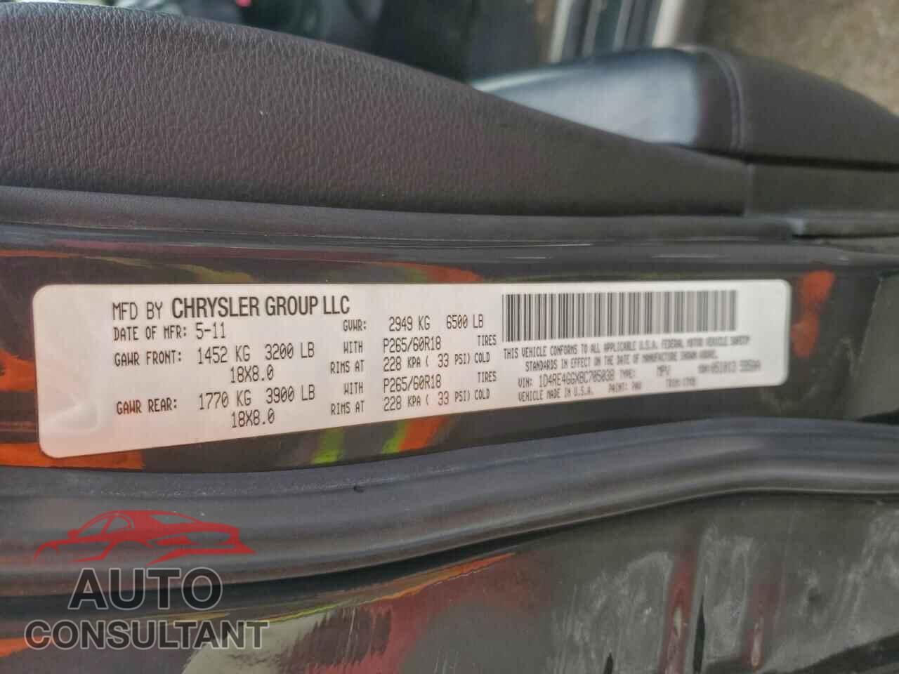 DODGE DURANGO 2011 - 1D4RE4GGXBC705038