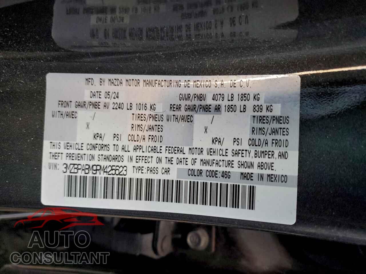 MAZDA 3 SELECT S 2024 - 3MZBPABM9RM425623