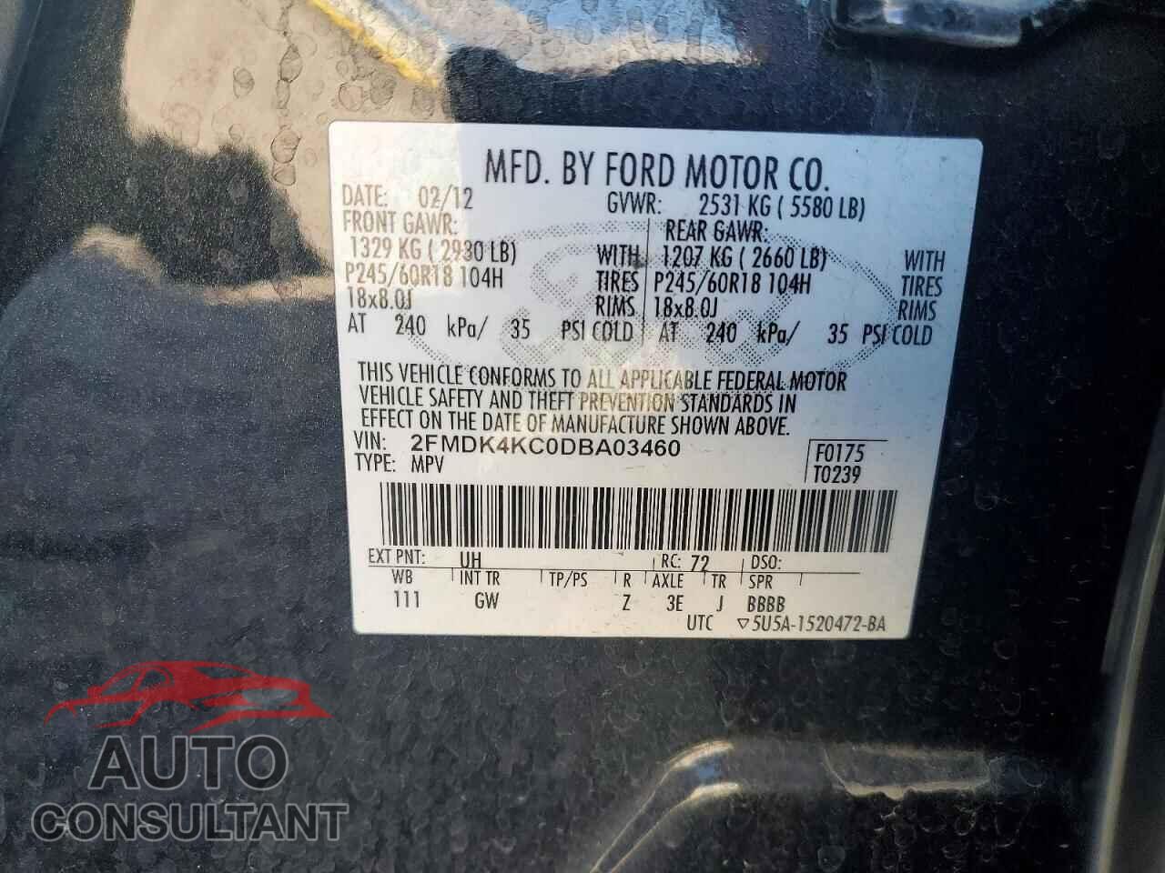 FORD EDGE 2013 - 2FMDK4KC0DBA03460