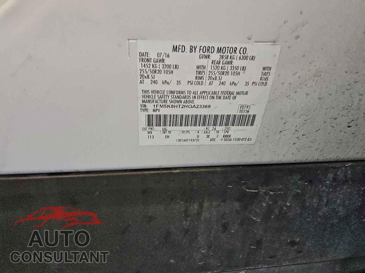 FORD EXPLORER 2017 - 1FM5K8HT2HGA23369