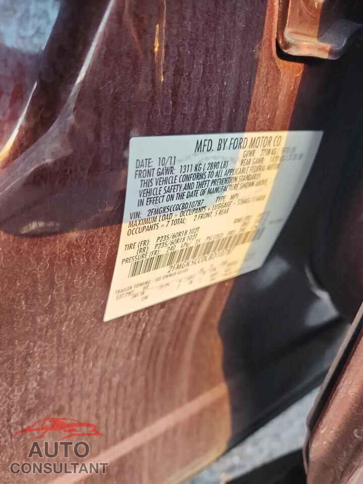 FORD FLEX 2012 - 2FMGK5CC0CBD10787