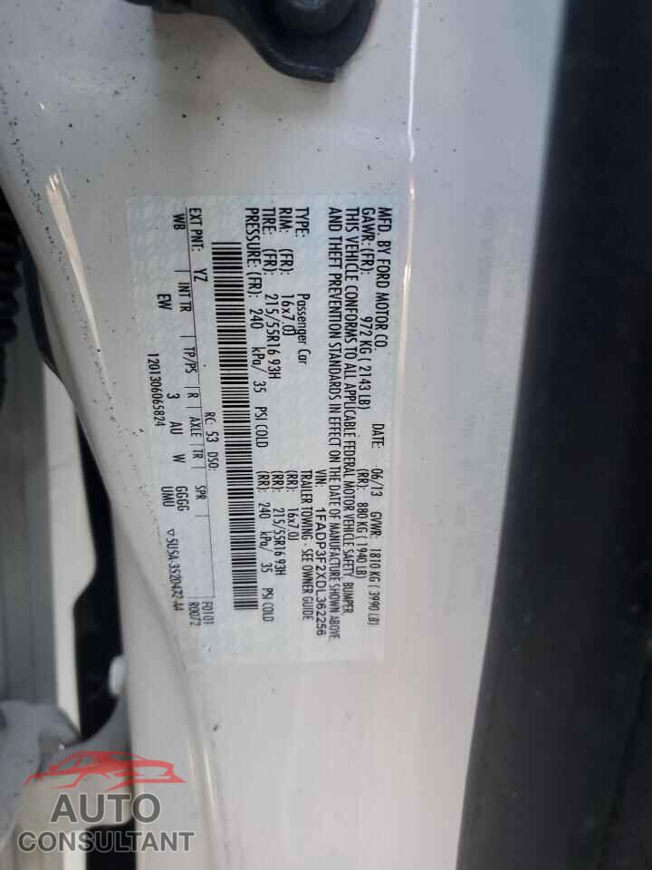 FORD FOCUS 2013 - 1FADP3F2XDL362256