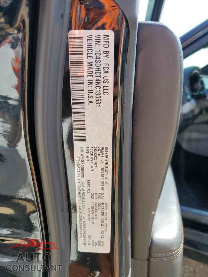 DODGE DURANGO 2022 - 1C4SDHCT4NC130631