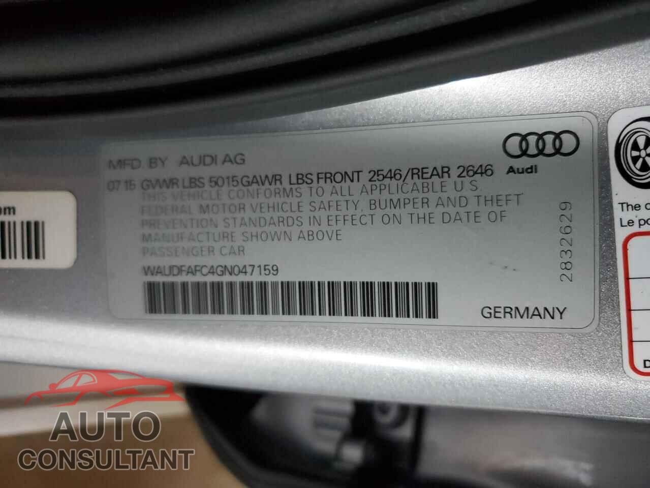 AUDI A6 2016 - WAUDFAFC4GN047159