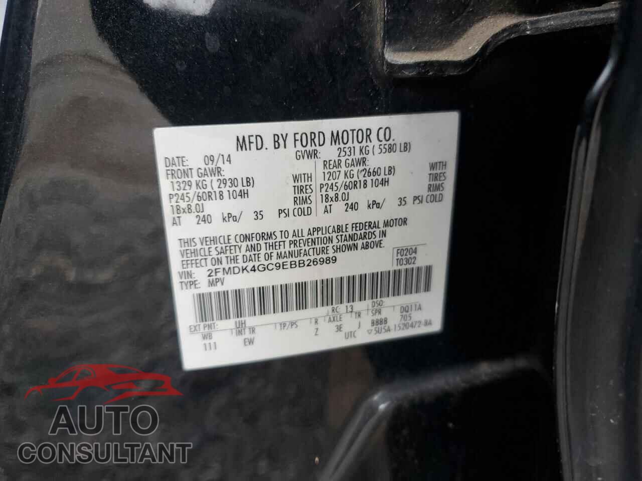 FORD EDGE 2014 - 2FMDK4GC9EBB26989