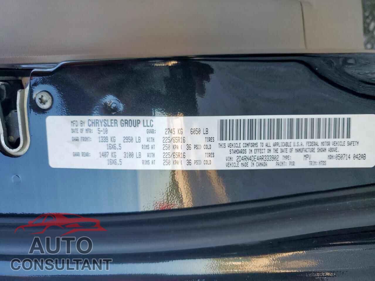 DODGE CARAVAN 2010 - 2D4RN4DE4AR333902