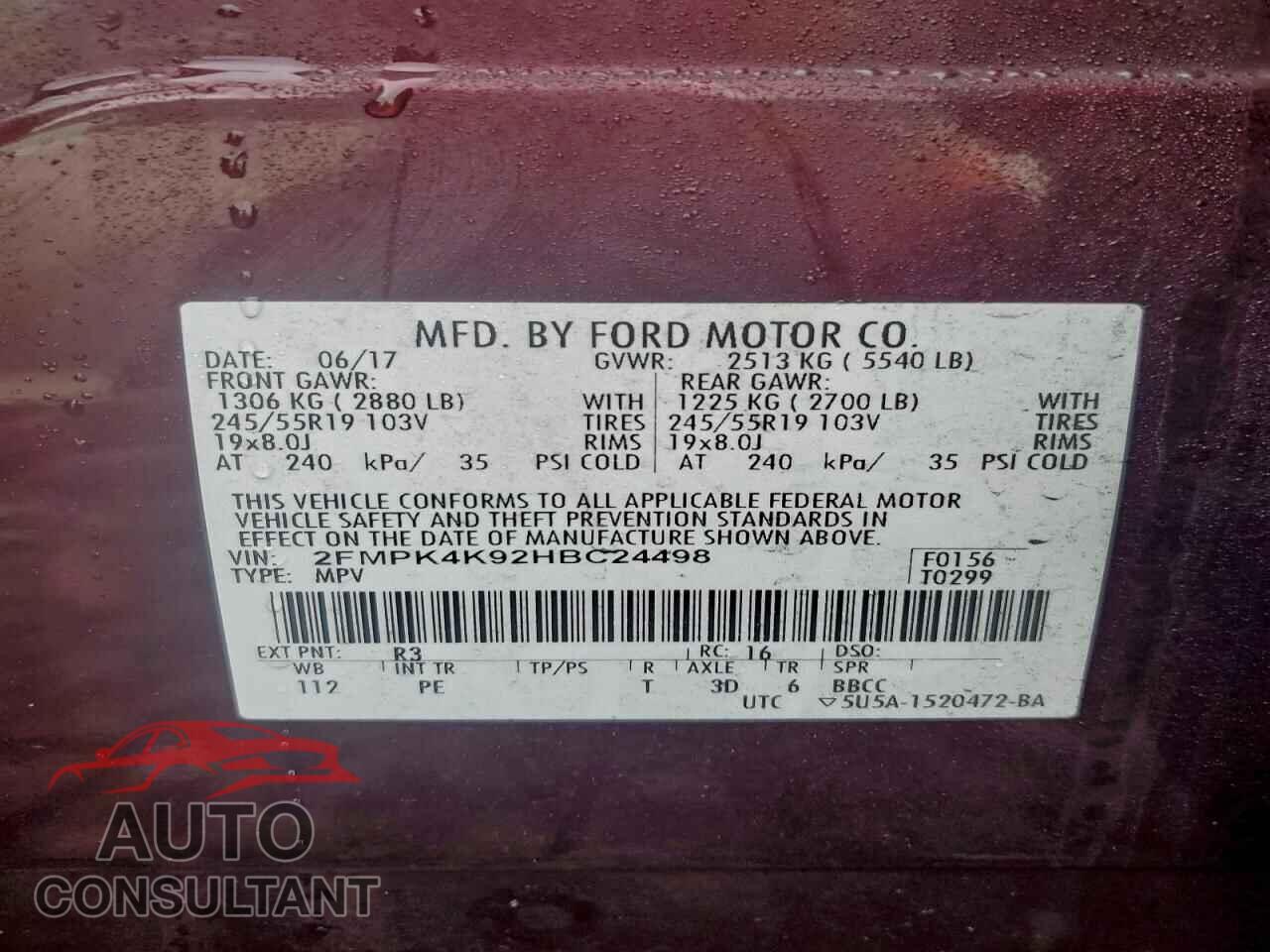 FORD EDGE 2017 - 2FMPK4K92HBC24498