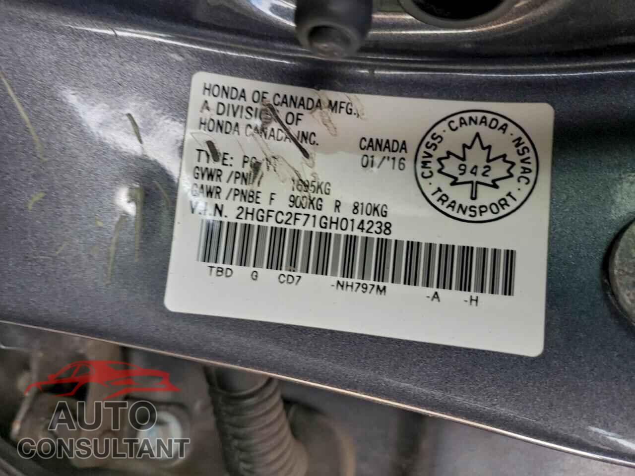 HONDA CIVIC 2016 - 2HGFC2F71GH014238